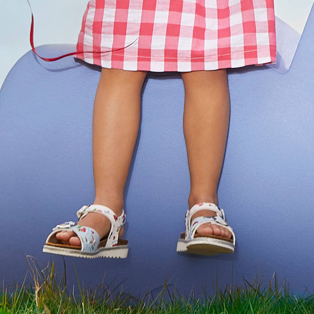 Monnalisa-Girls Blue & White Blossom Sandals | Childrensalon Outlet