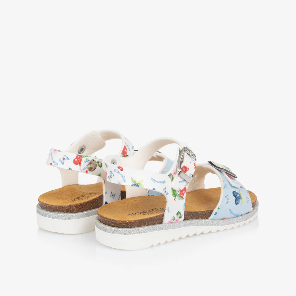 Monnalisa-Girls Blue & White Blossom Sandals | Childrensalon Outlet
