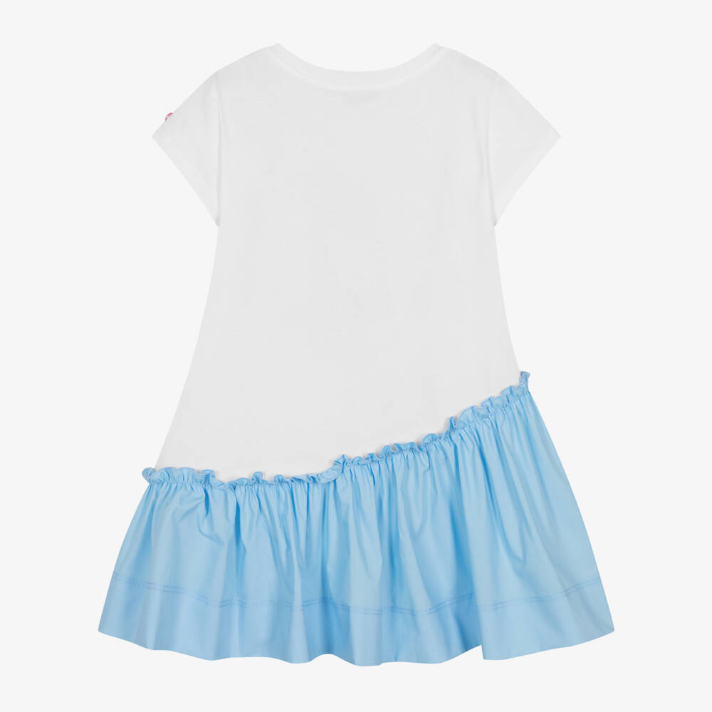 Monnalisa-Girls Blue & White Cotton Disney Dress | Childrensalon Outlet