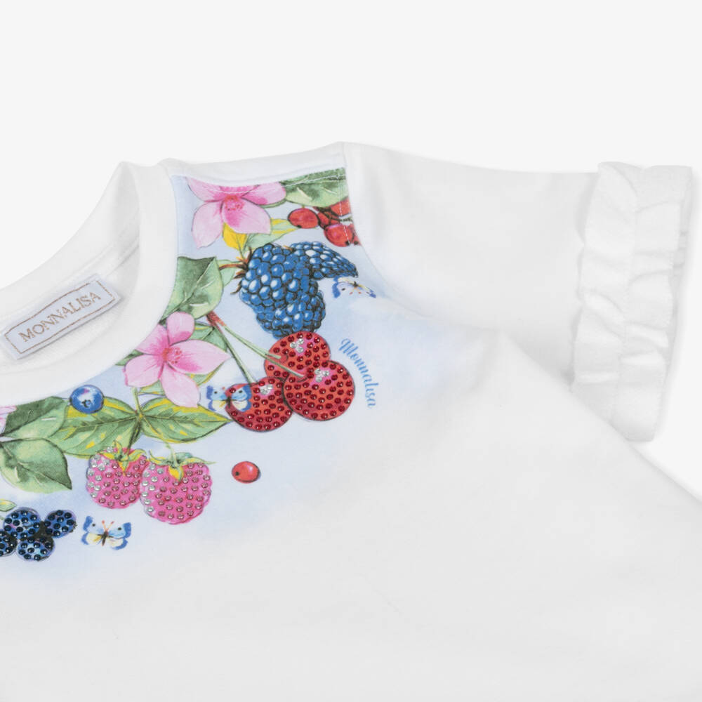 Monnalisa-Girls Blue & White Floral Delight Dress | Childrensalon Outlet