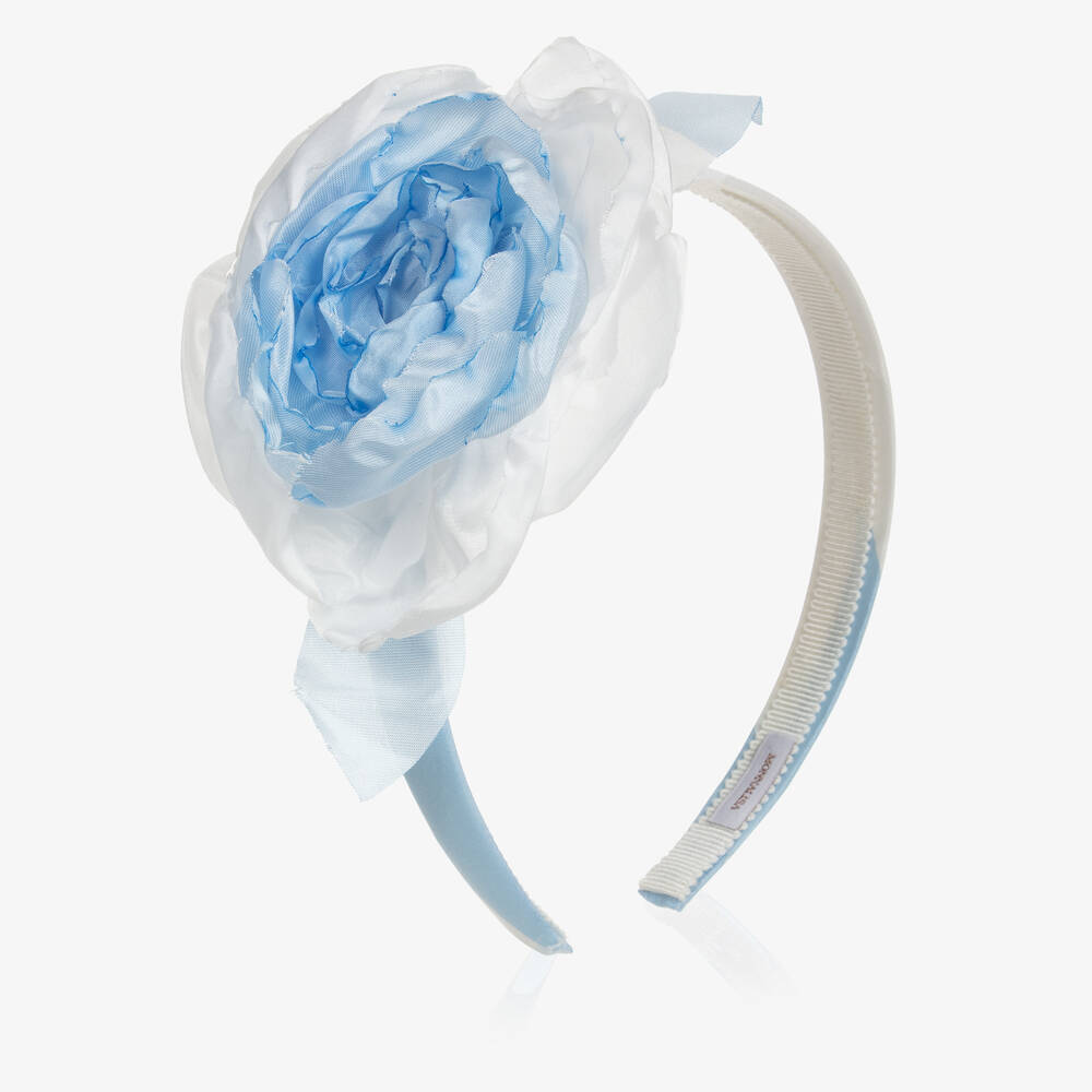Monnalisa Chic - Белый ободок с голубым цветком  | Childrensalon
