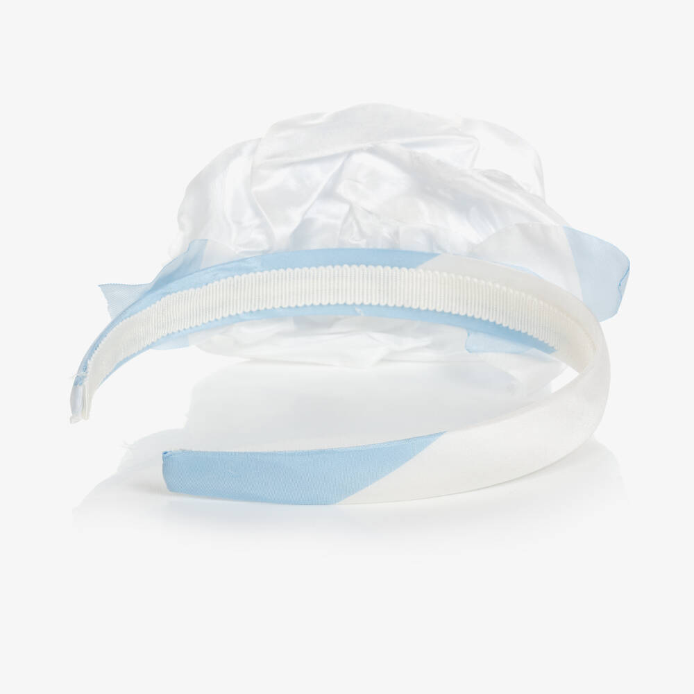 Monnalisa Chic-Girls Blue & White Floral Hairband  | Childrensalon Outlet