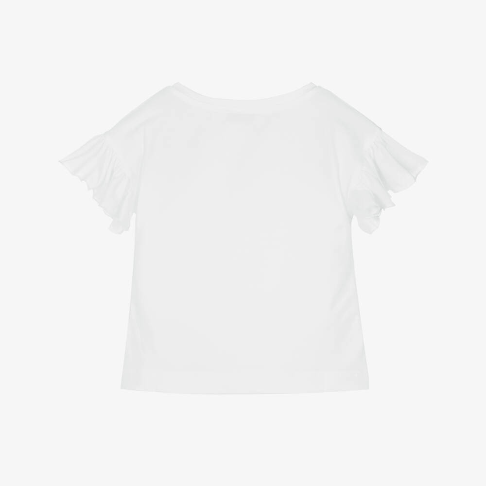 Monnalisa-Girls Blue & White Flutter Tee | Childrensalon Outlet