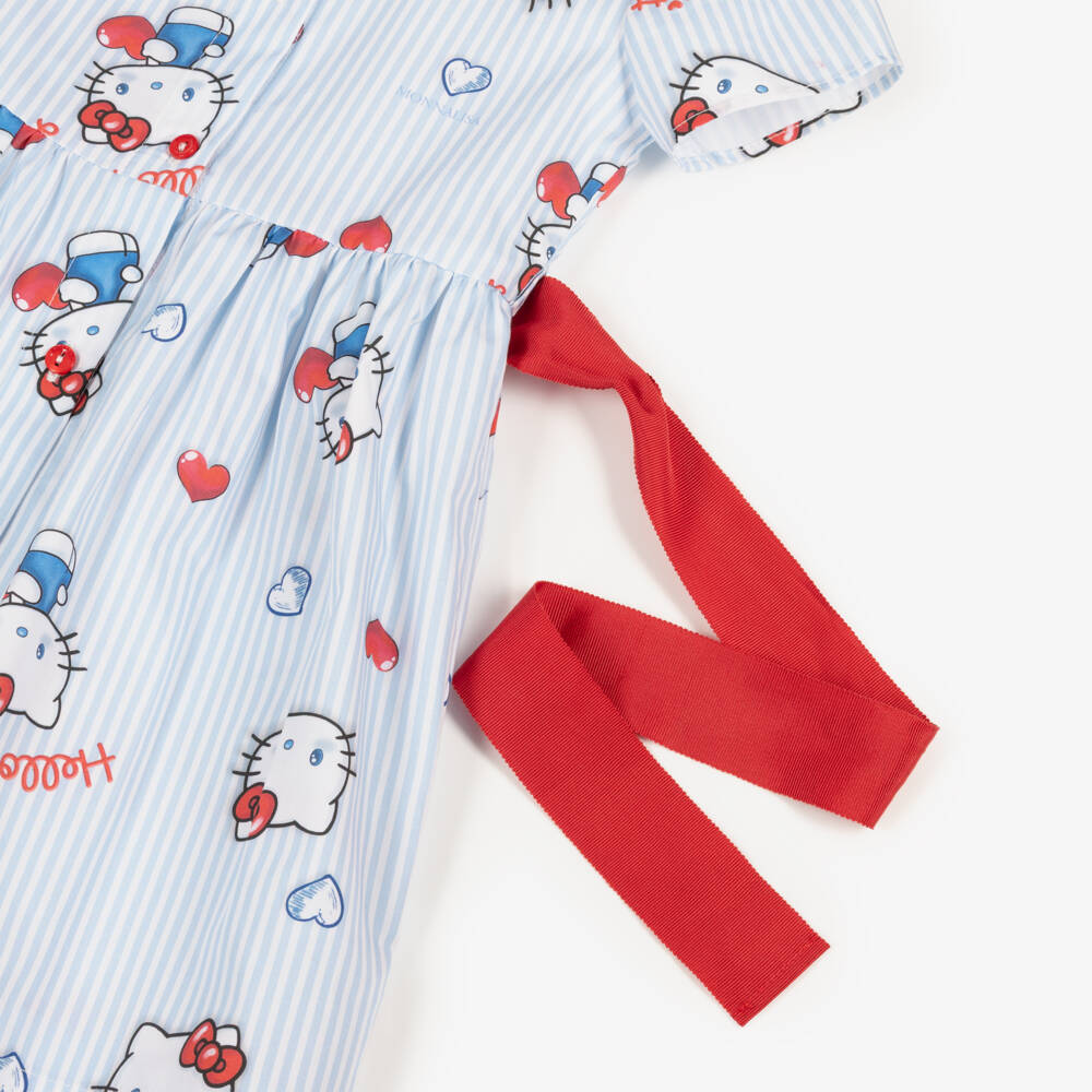 Monnalisa-Girls Blue & White Stripe Hello Kitty Shirt Dress | Childrensalon Outlet