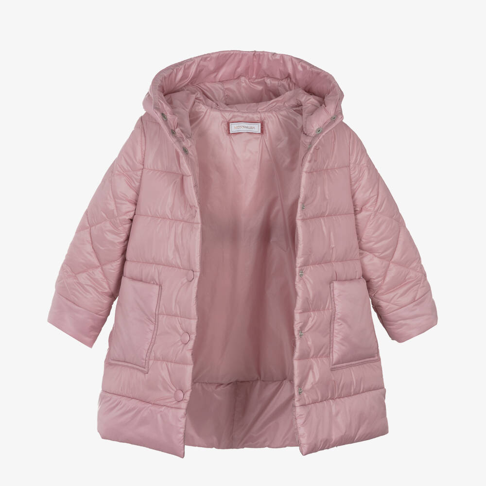 Monnalisa-Girls Blush Quilted Padded Jacket | Childrensalon Outlet