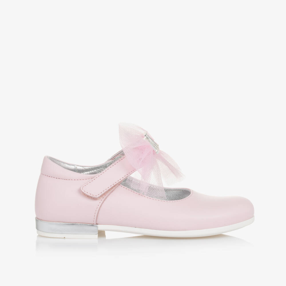 Monnalisa-Girls Blush Tulle Bow Flats | Childrensalon Outlet