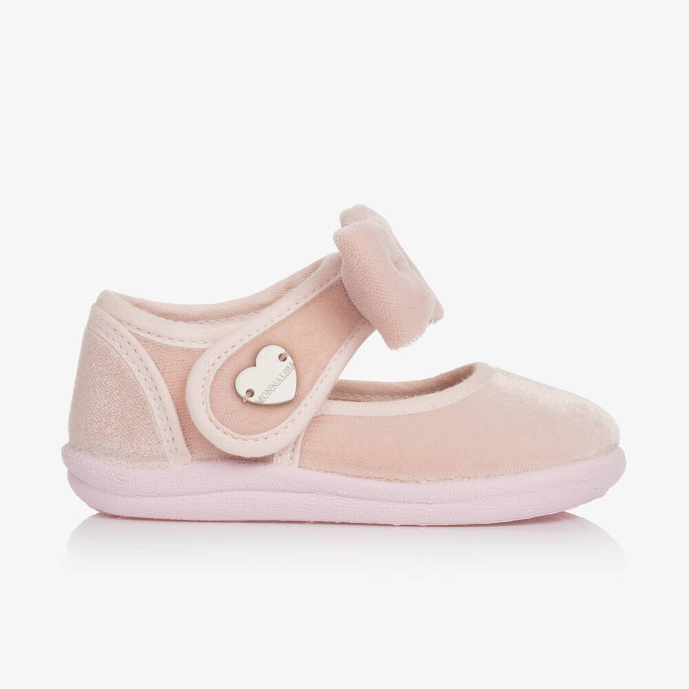 موناليزا-حذاء بفيونكة قطيفة لون زهري للبنات | Childrensalon Outlet