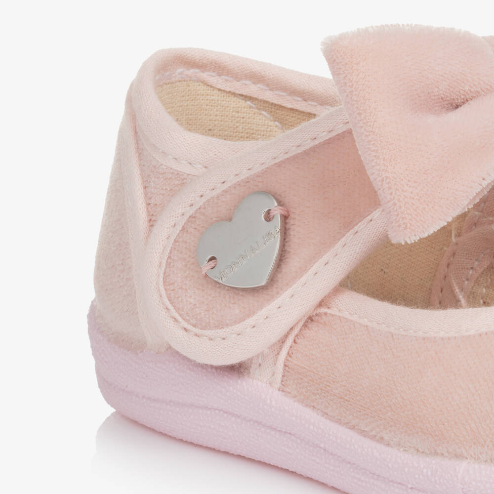 موناليزا-حذاء بفيونكة قطيفة لون زهري للبنات | Childrensalon Outlet