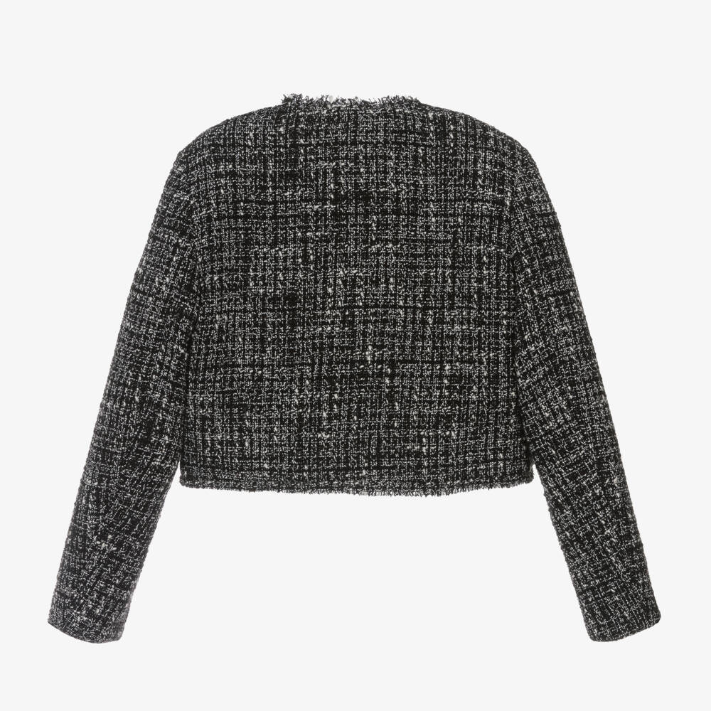 Monnalisa-Girls Bouclé Tweed Black Jacket | Childrensalon Outlet