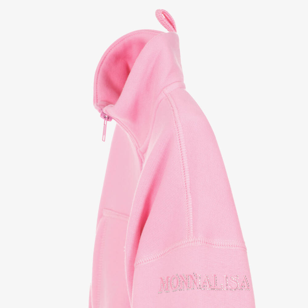 Monnalisa-جاكيت بناتي وردي بسحاب من القطن | Childrensalon Outlet