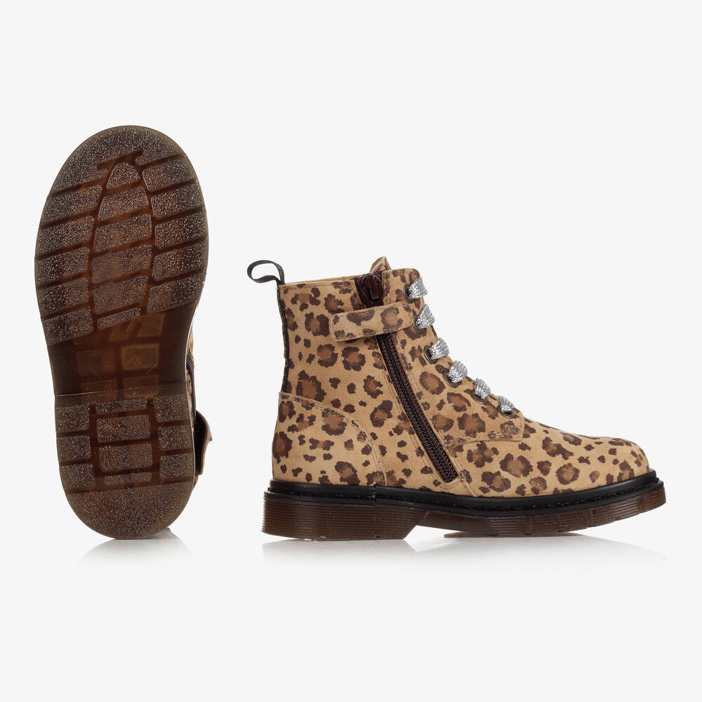 Monnalisa-Коричневые кожаные ботинки для девочек | Childrensalon Outlet