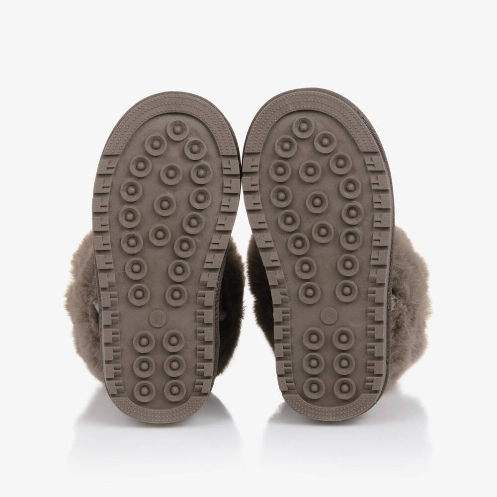 Monnalisa-Girls Brown Suede Leather & Faux Fur Boots | Childrensalon Outlet