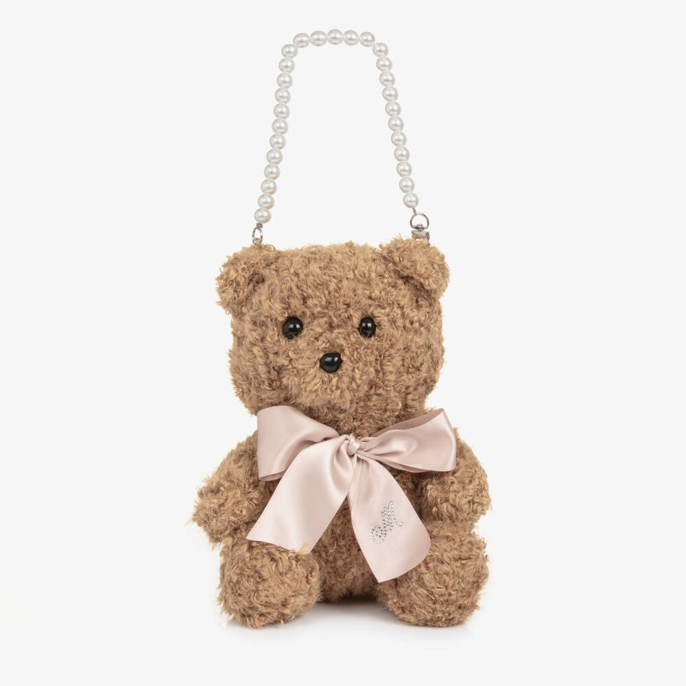 Monnalisa-Girls Brown Teddy Bear Handbag (22cm) | Childrensalon Outlet