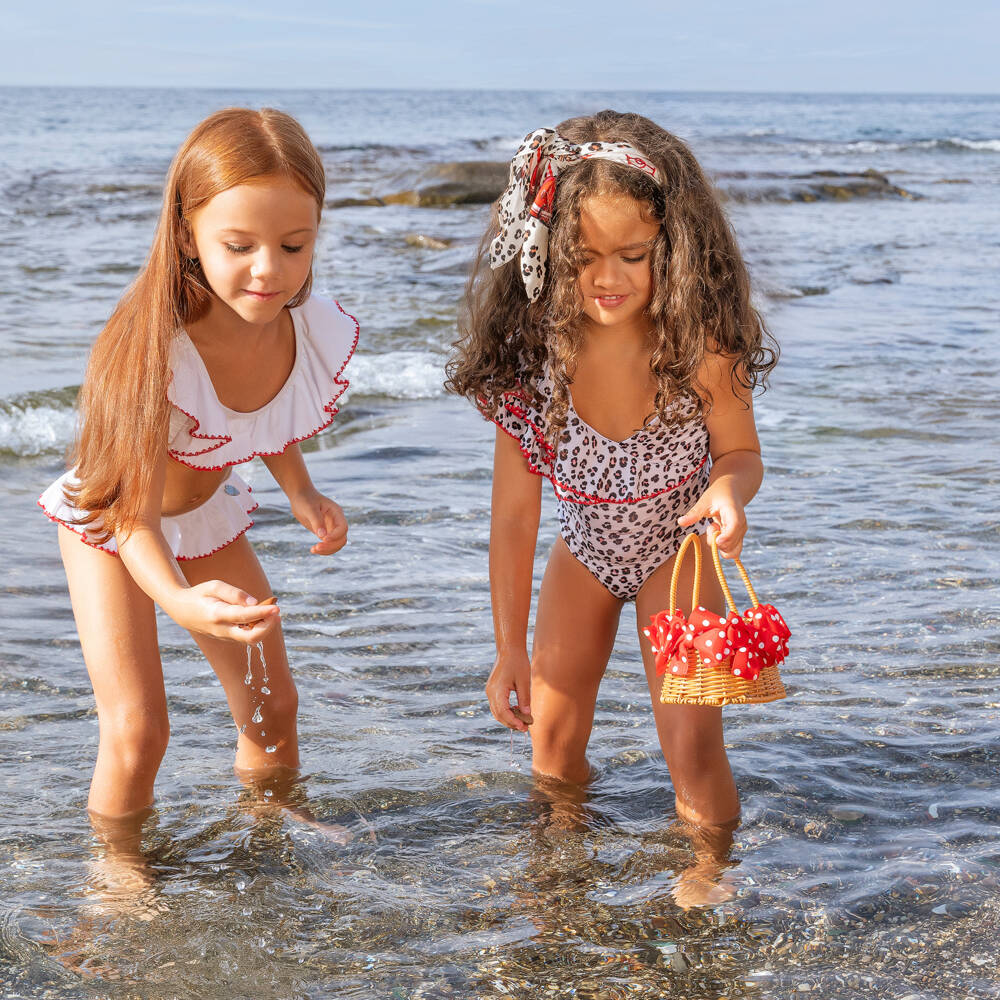 Monnalisa-Girls Brown Wicker Bow Tote | Childrensalon Outlet