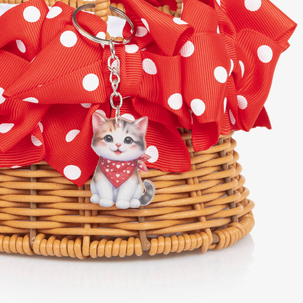 Monnalisa-Girls Brown Wicker Bow Tote | Childrensalon Outlet