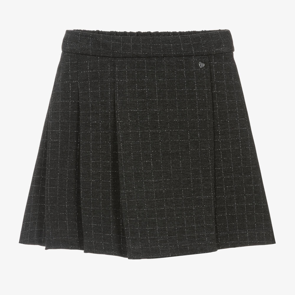 Monnalisa-Girls Charcoal Patterned Milano Skort | Childrensalon Outlet