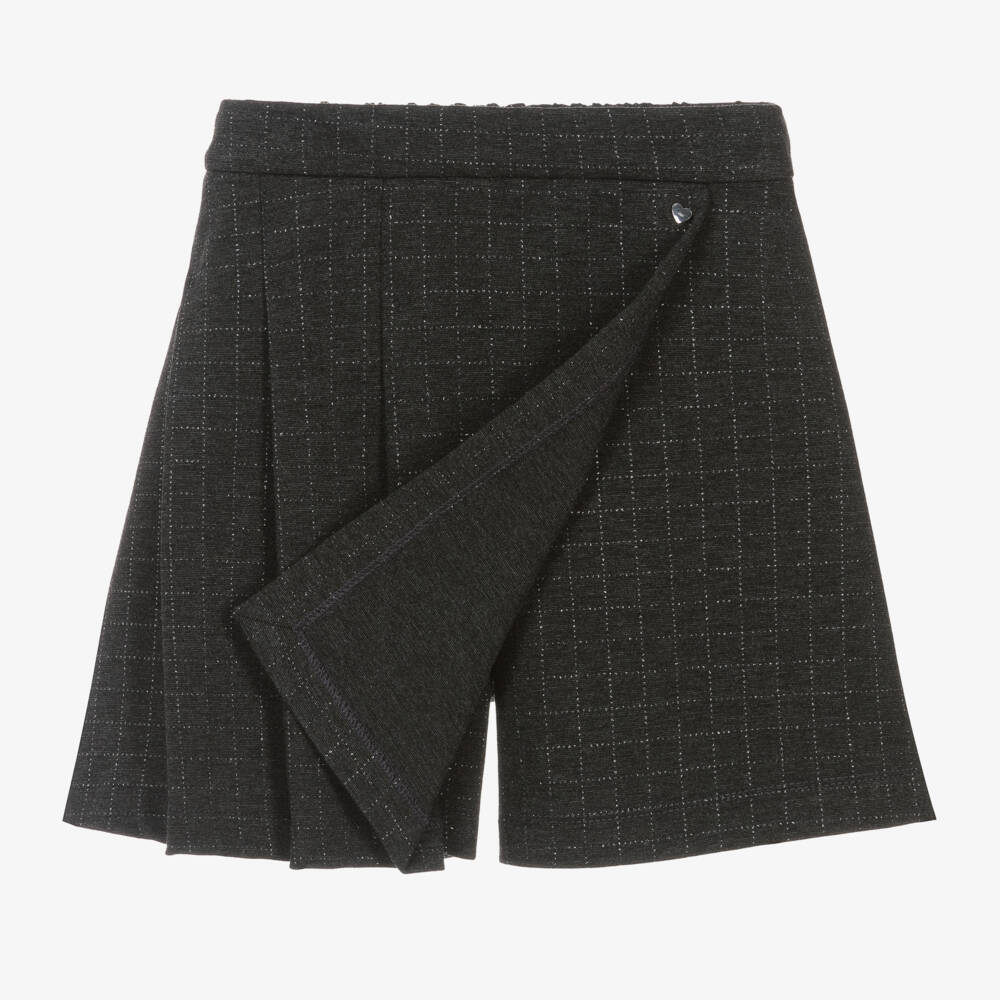 Monnalisa-Girls Charcoal Patterned Milano Skort | Childrensalon Outlet