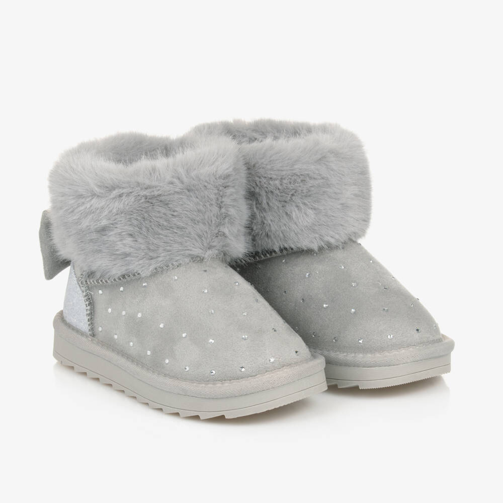 Monnalisa-بوتات فاخرة للفتيات بلون الفحم مع حواف ناعمة | Childrensalon Outlet