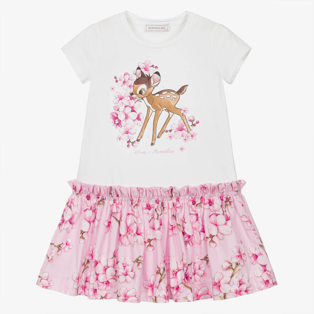 Monnalisa-Платье с цветами сакуры Бэмби для девочек | Childrensalon Outlet