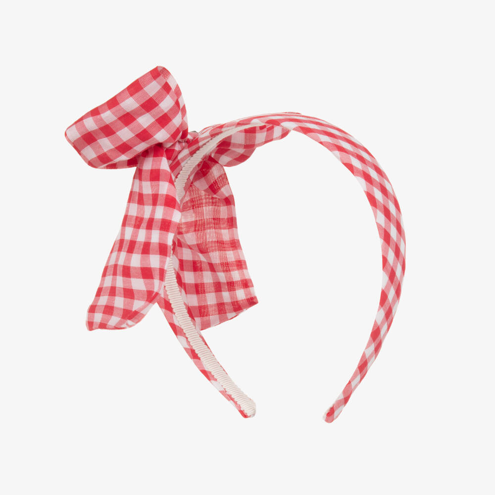 Monnalisa-Girls Cherry Plaid Bow Headband | Childrensalon Outlet