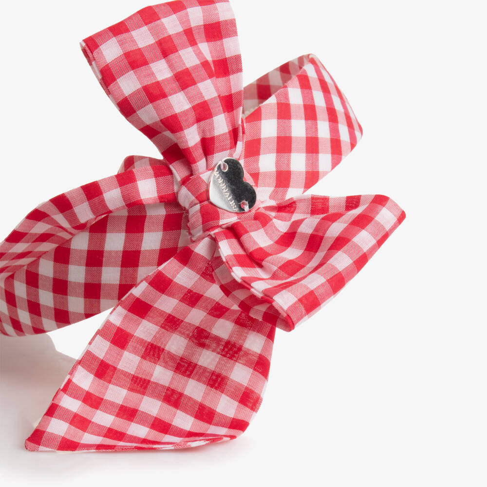 Monnalisa-Girls Cherry Plaid Bow Headband | Childrensalon Outlet