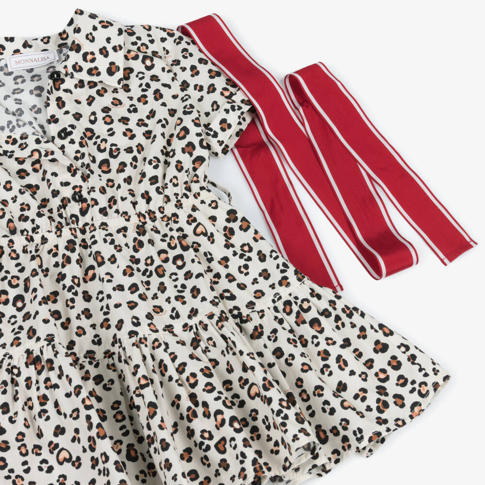 Monnalisa-Girls Classic Ivory Leopard Dress | Childrensalon Outlet