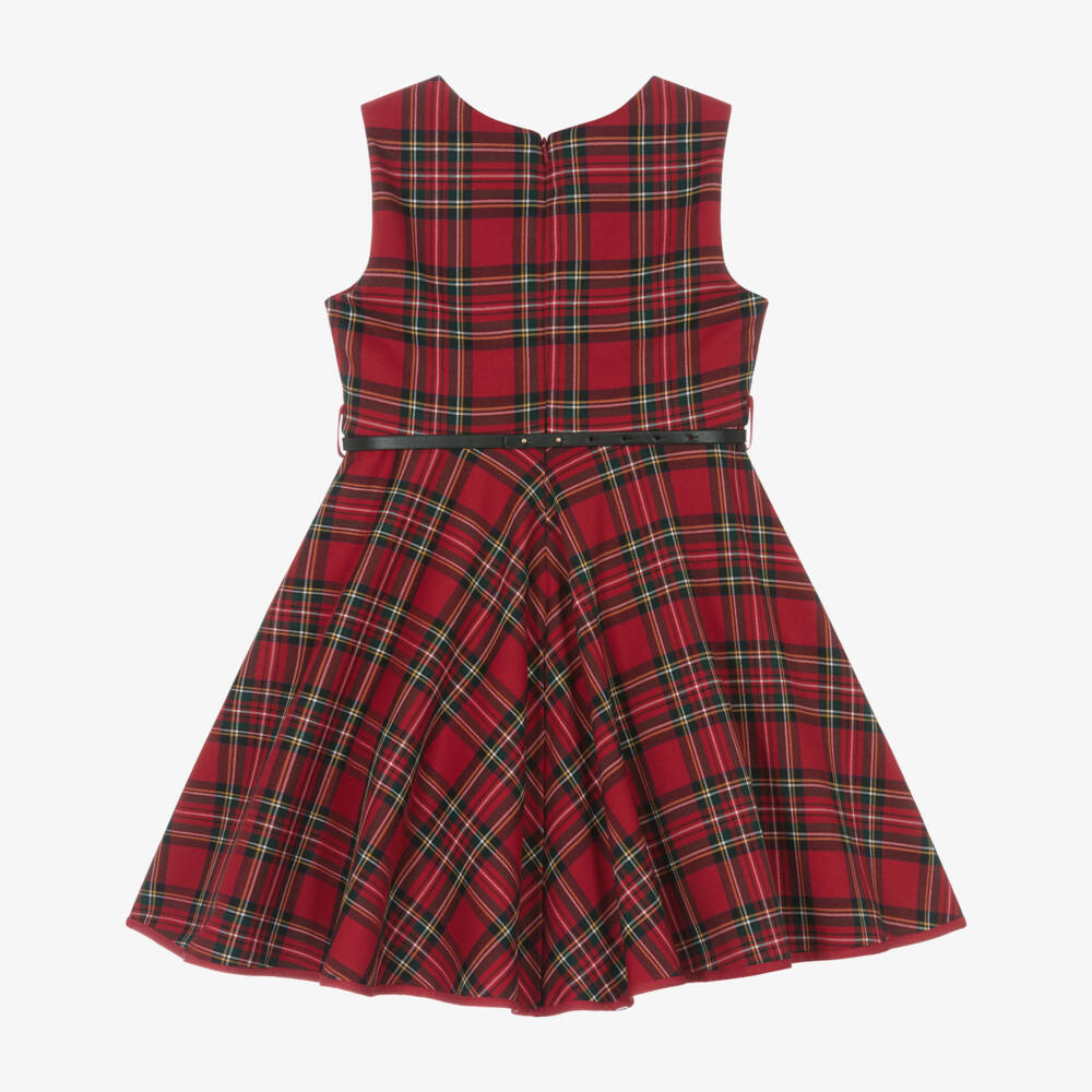 Monnalisa-Классическое красное платье в клетку для девочек | Childrensalon Outlet