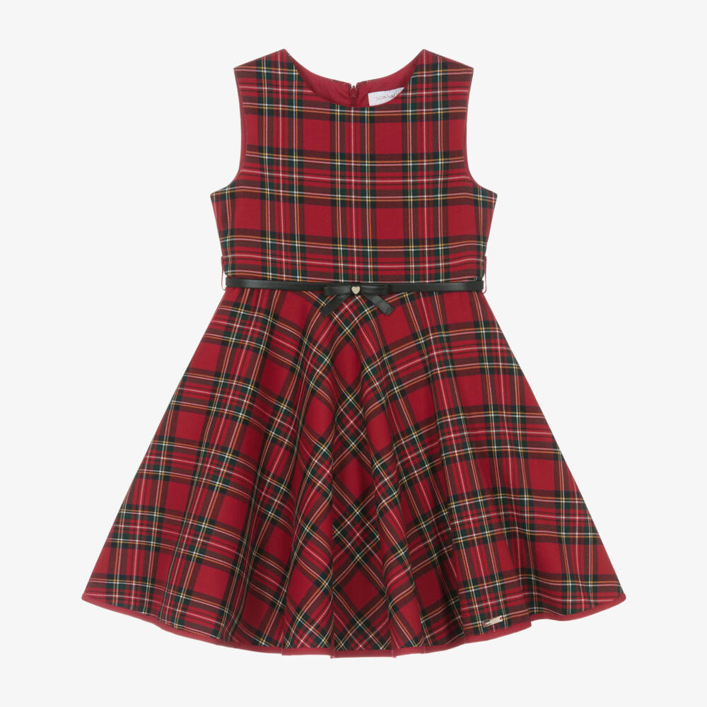 Monnalisa-Классическое красное платье в клетку для девочек | Childrensalon Outlet