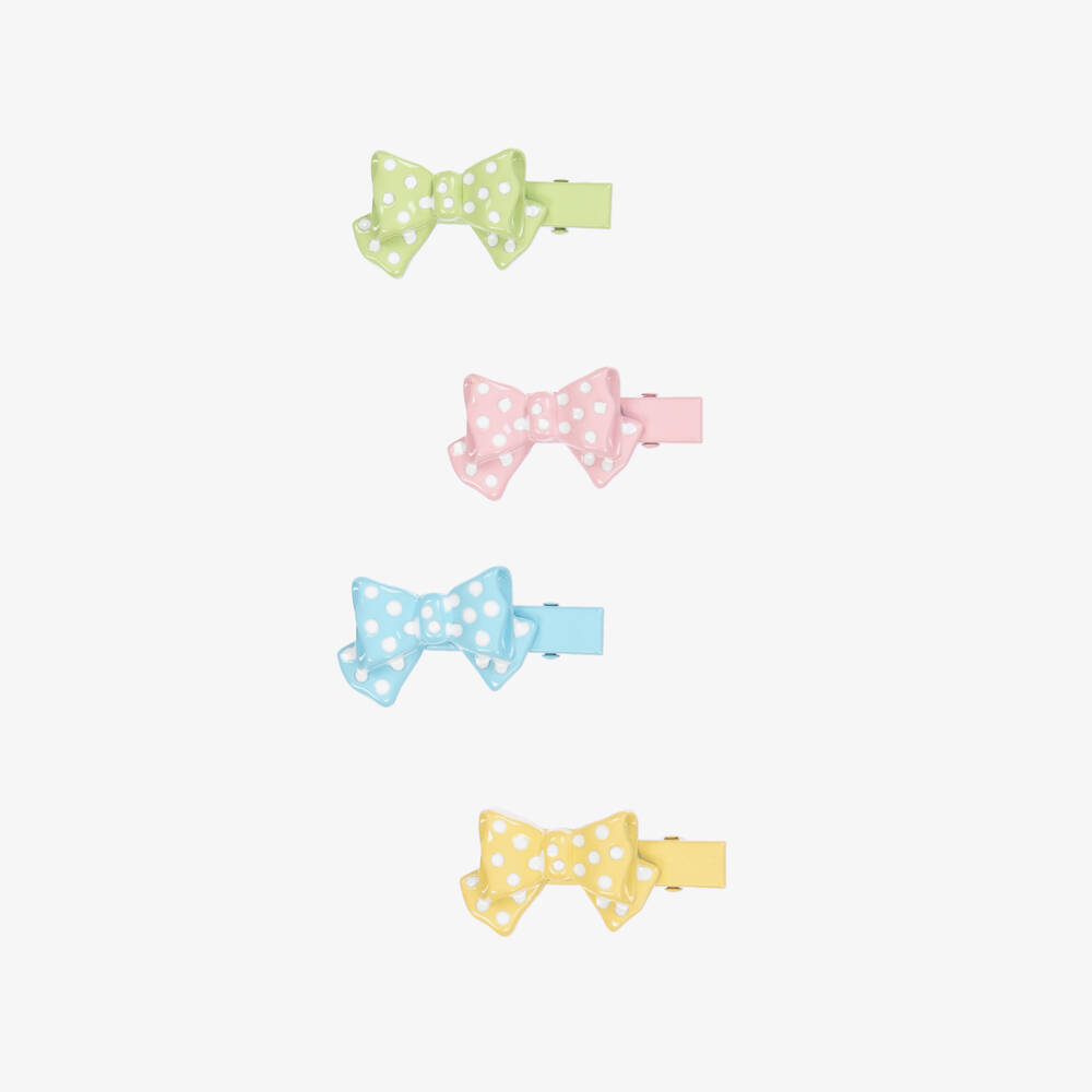 Monnalisa-Girls Colorful Dot Bow Hair Clips | Childrensalon Outlet