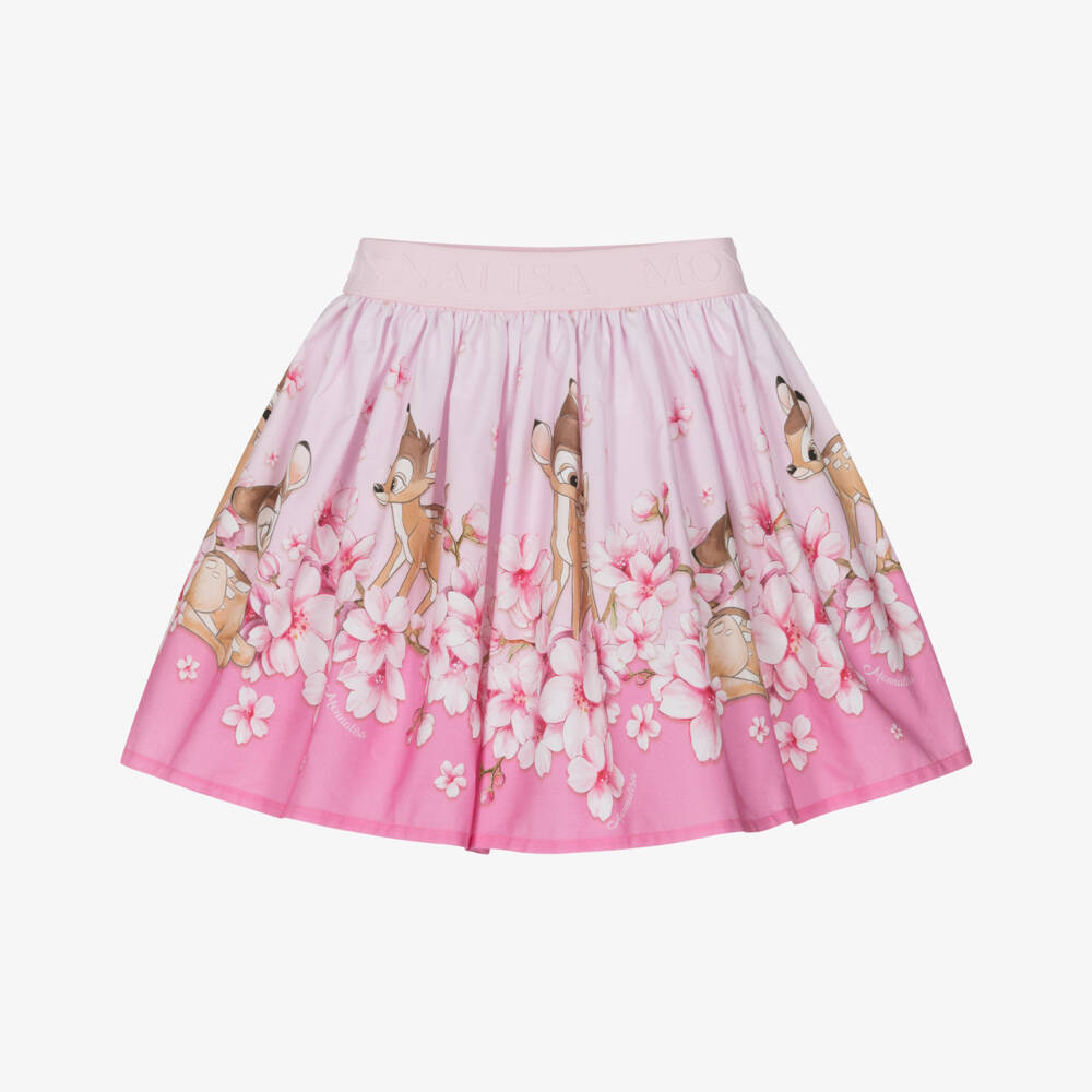 Monnalisa-تنورة قطنية وردية "بامبي بلوسوم" للبنات | Childrensalon Outlet