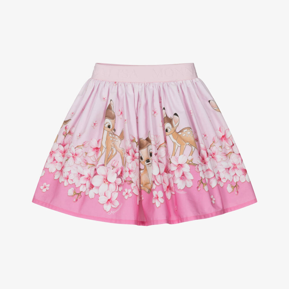 Monnalisa-Юбка из хлопка для девочек Бэмби в розовом цвете | Childrensalon Outlet