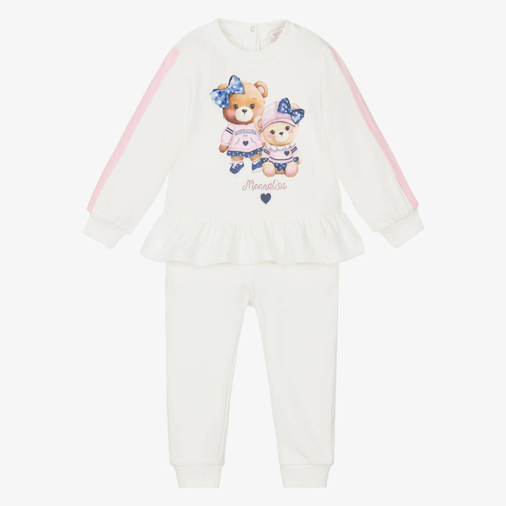 Monnalisa-Girls Cotton Bear Print Tracksuit | Childrensalon Outlet