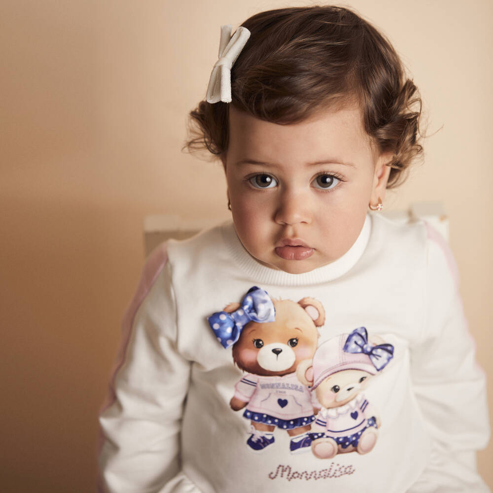Monnalisa-Girls Cotton Bear Print Tracksuit | Childrensalon Outlet