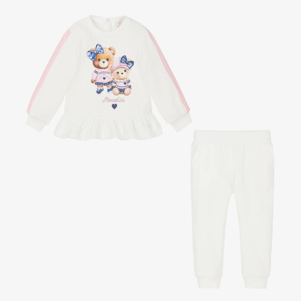 Monnalisa-Girls Cotton Bear Print Tracksuit | Childrensalon Outlet