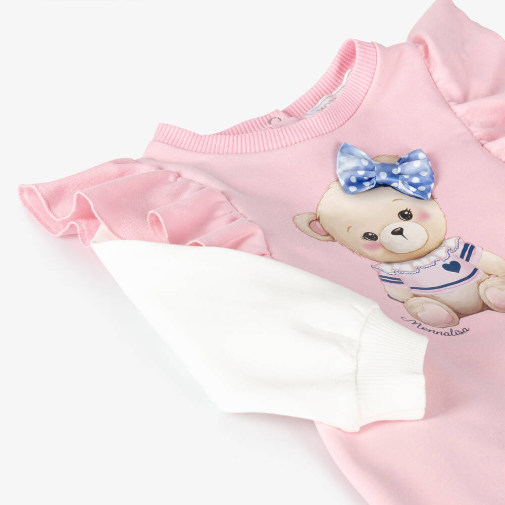 Monnalisa-فستان سويتشيرت قطن لون زهري | Childrensalon Outlet