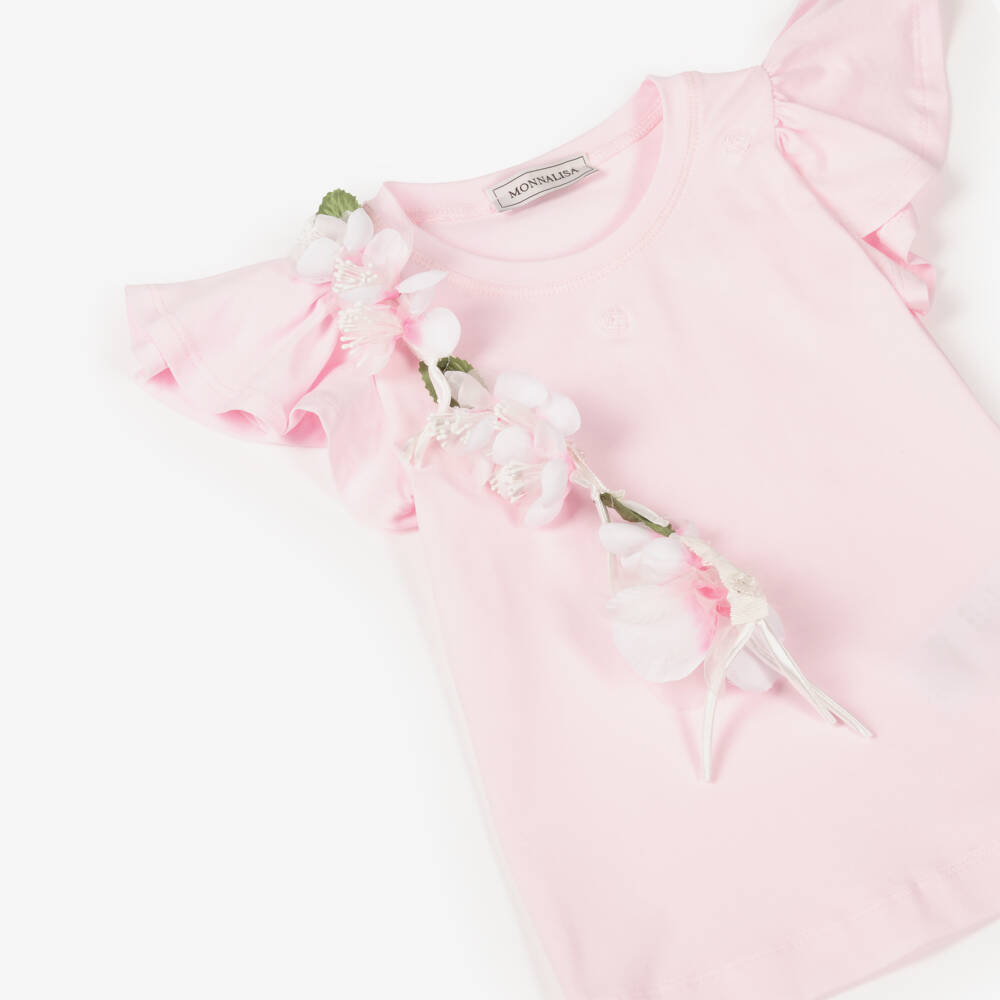 Monnalisa-Футболка из хлопка с цветочным декором для девочек | Childrensalon Outlet