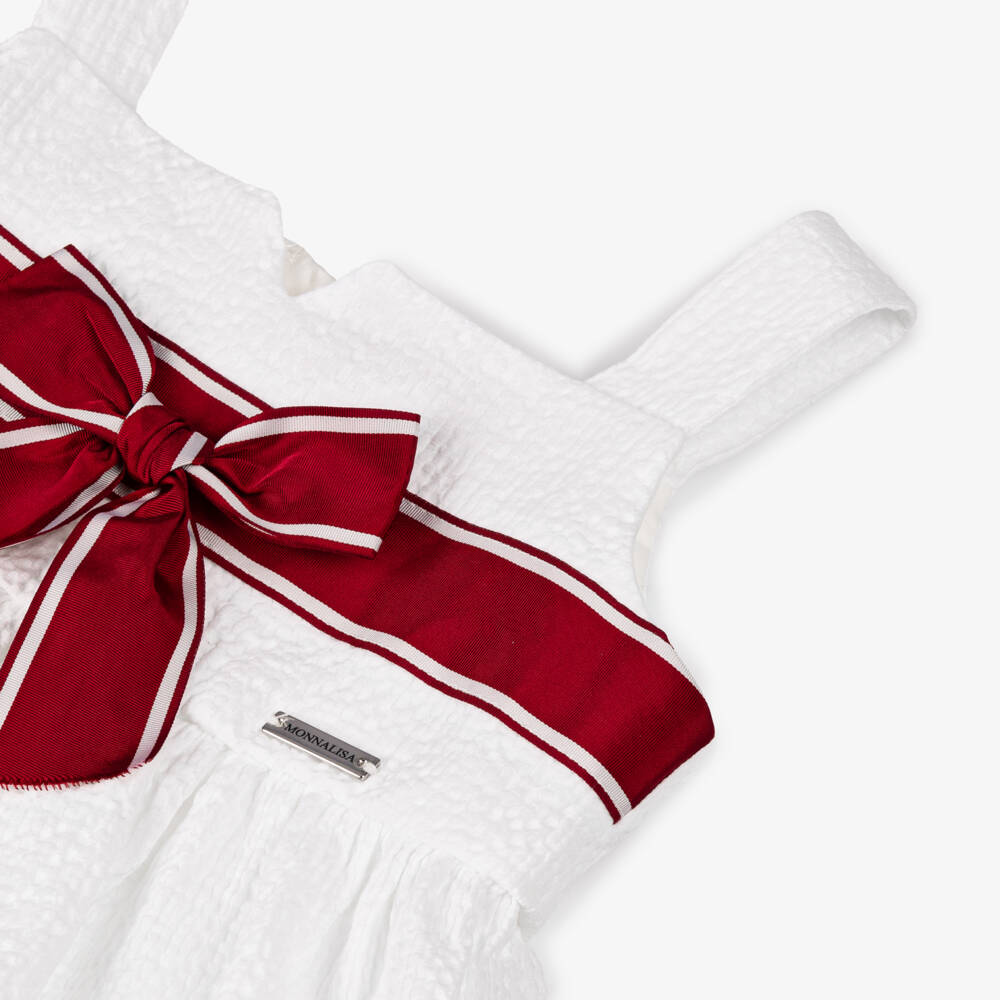 Monnalisa-Girls Cotton Blouse with Red Bow | Childrensalon Outlet