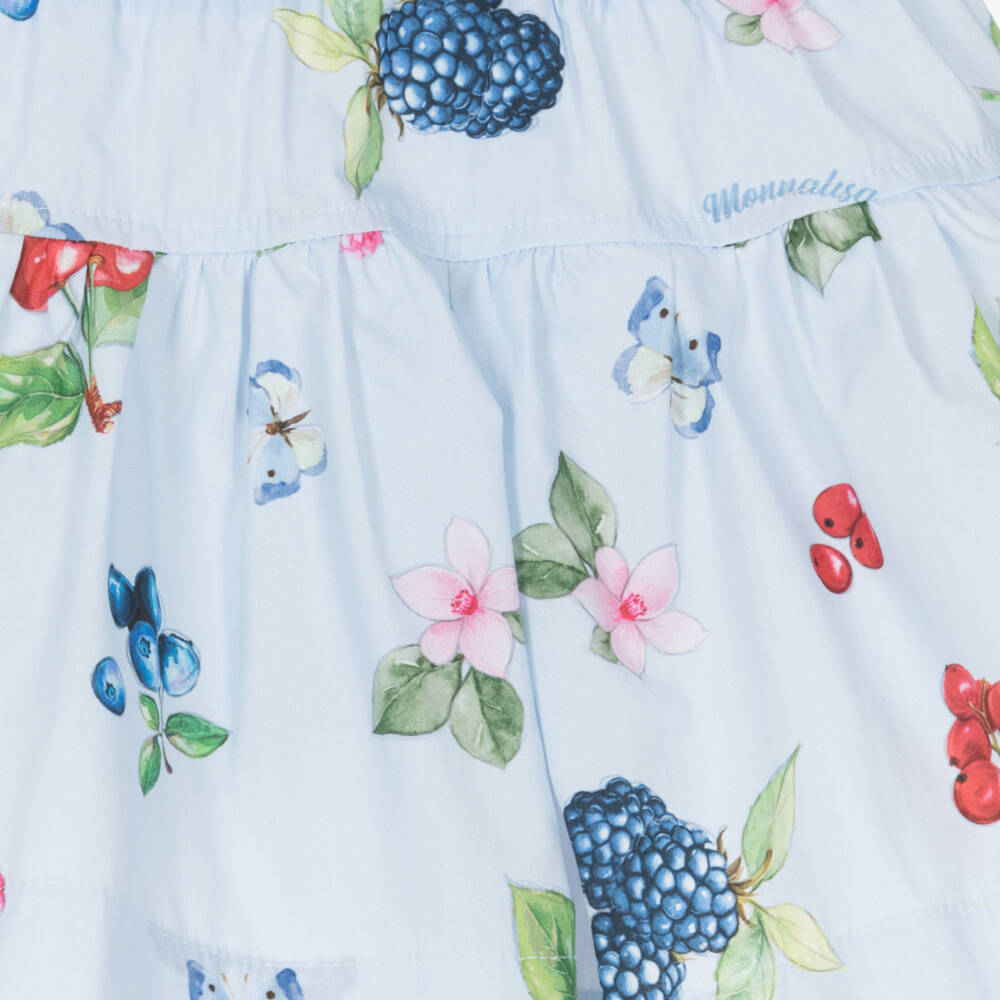 Monnalisa-Girls Cotton Blue Fruit Delight Shorts | Childrensalon Outlet