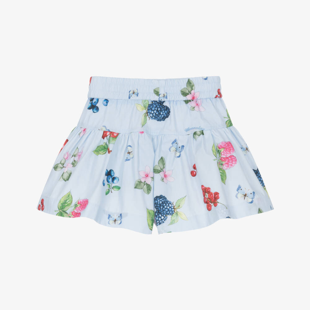 Monnalisa-Girls Cotton Blue Fruit Delight Shorts | Childrensalon Outlet