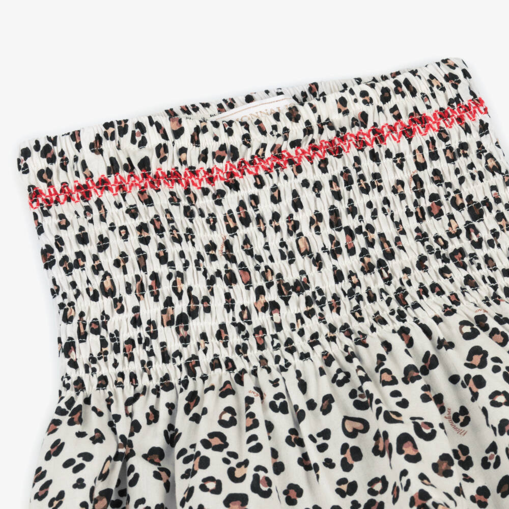 Monnalisa-Girls Cotton Dress in Leopard Beige | Childrensalon Outlet