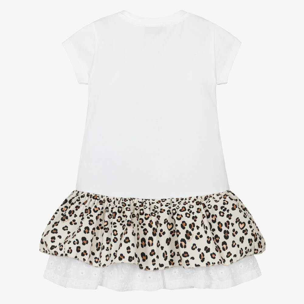 Monnalisa-Girls Cotton Dress with Leopard Accents | Childrensalon Outlet