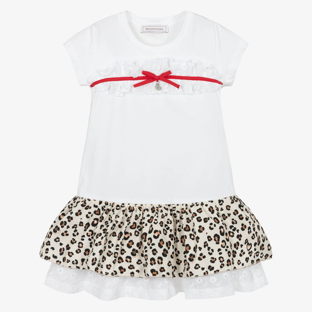 Monnalisa-Платье из хлопка с леопардовыми акцентами для девочек | Childrensalon Outlet