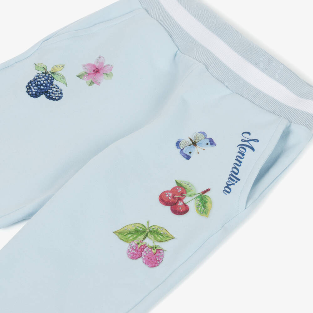 Monnalisa-Брюки из хлопкового трикотажа синие с блестками для девочек | Childrensalon Outlet