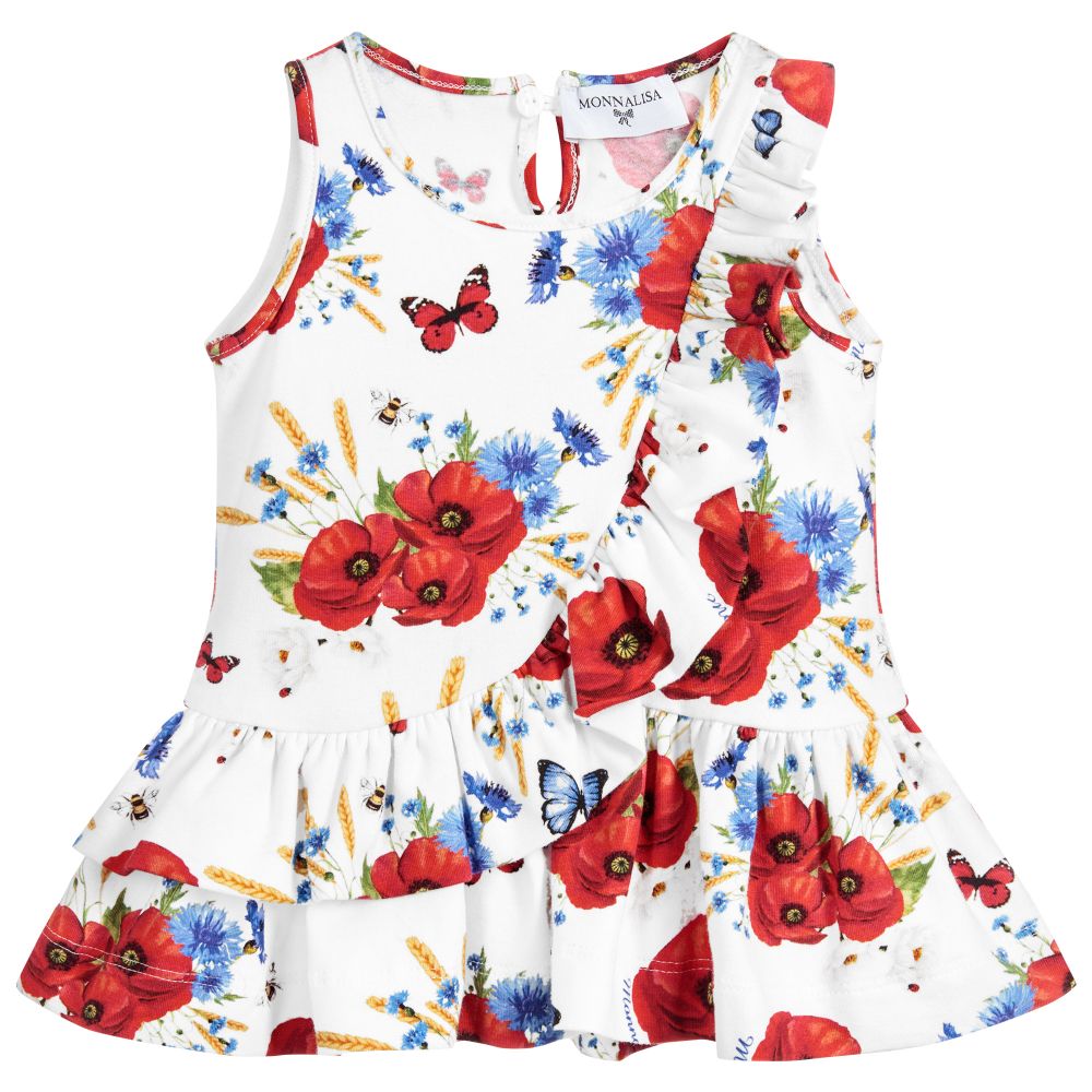 Monnalisa Bebé - Girls Cotton Jersey Dress  | Childrensalon