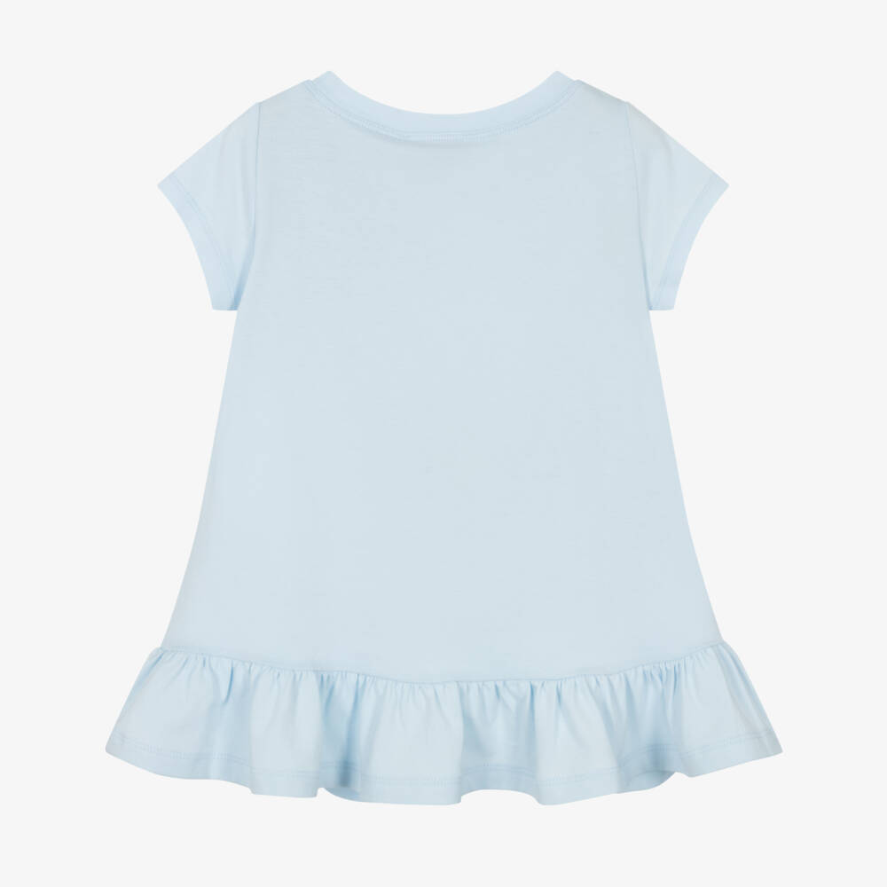 Monnalisa-تي شيرت ماكسي قطني للفتيات باللون الأزرق السماوي | Childrensalon Outlet