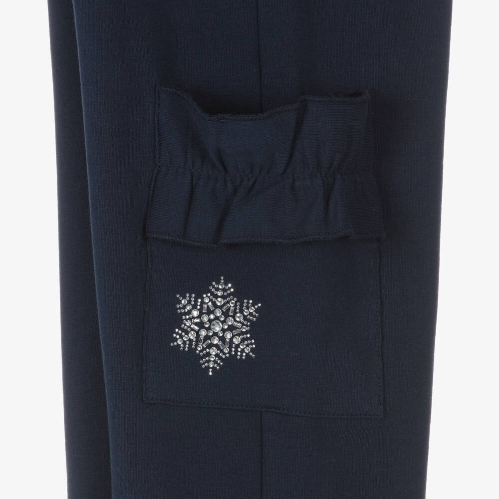 Monnalisa-Girls Cotton Navy Wide-Leg Trousers | Childrensalon Outlet