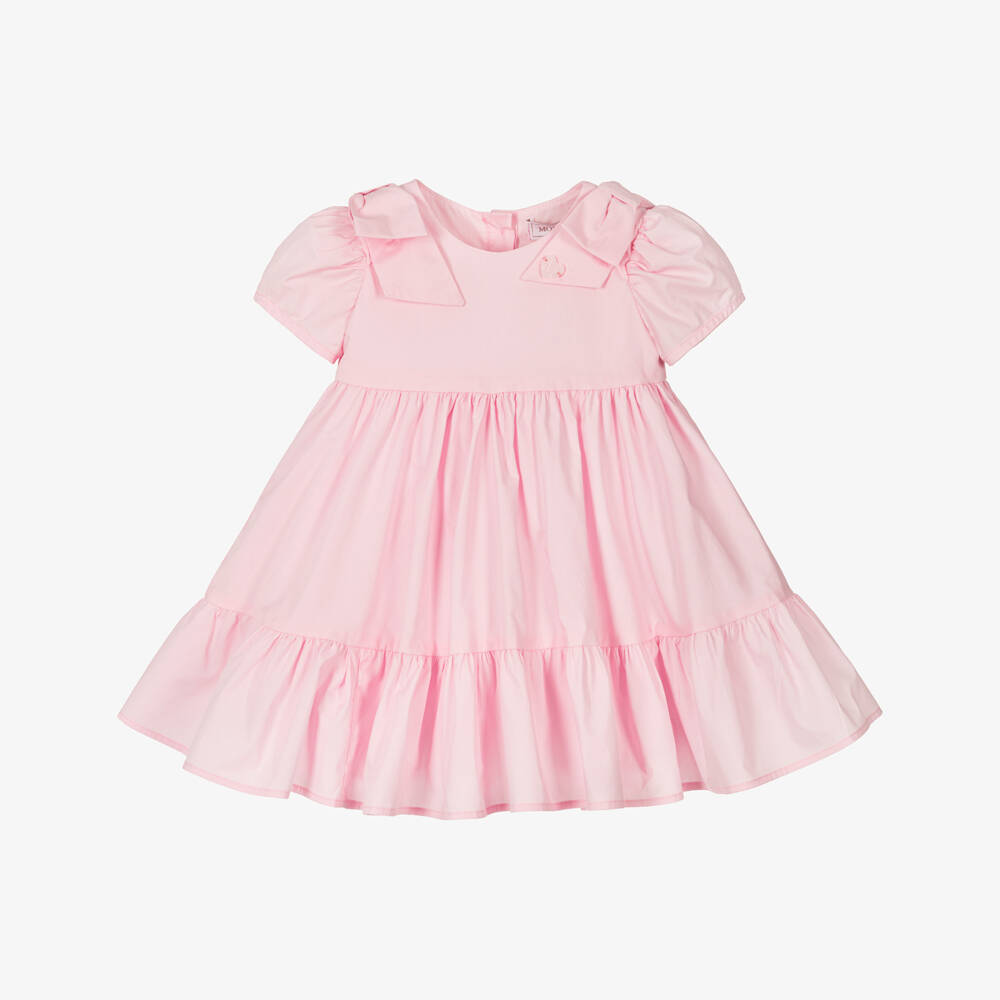Monnalisa-فستان قطن بوبلين للبنات مع فيونكة | Childrensalon Outlet