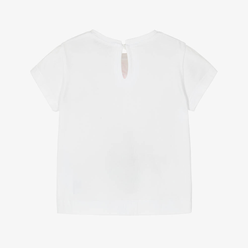 Monnalisa-Girls Cotton Tee with Floral Charm | Childrensalon Outlet