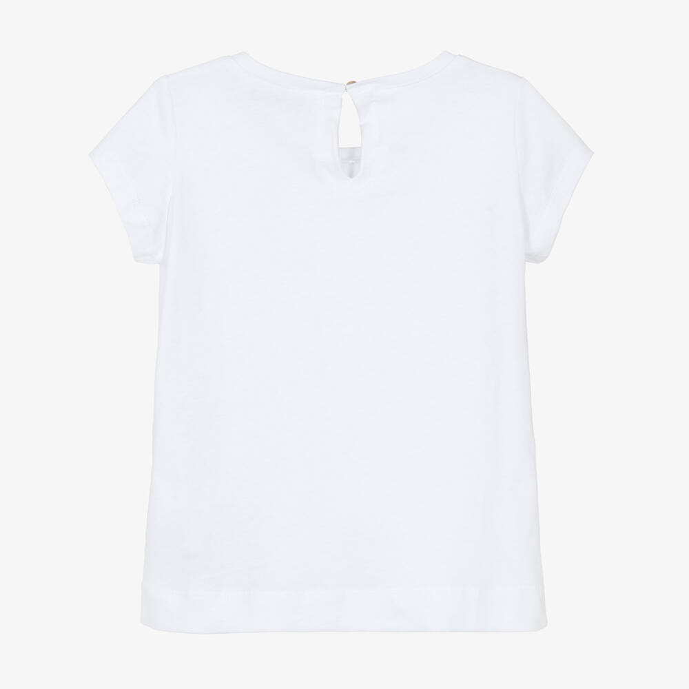 Monnalisa-Girls Cotton Tee with White Bow | Childrensalon Outlet