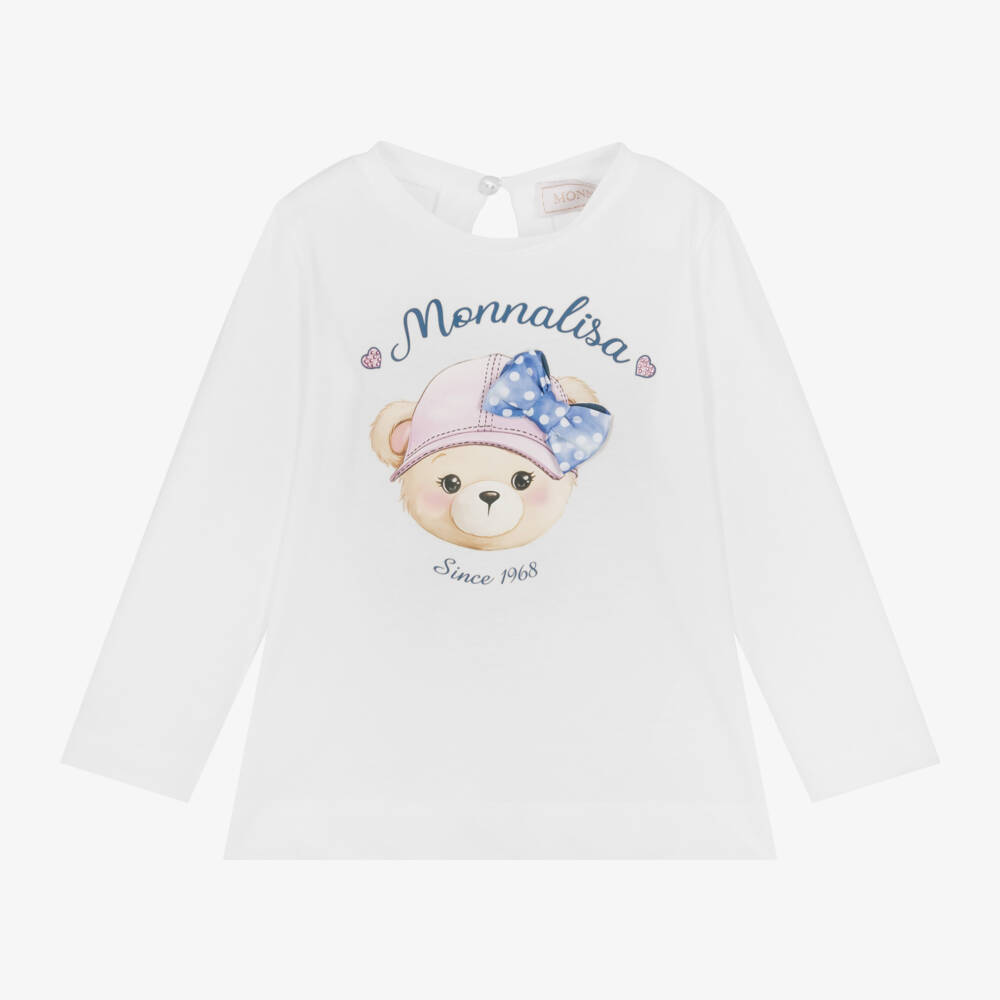 Monnalisa-Girls Cotton Top with Bear Design | Childrensalon Outlet